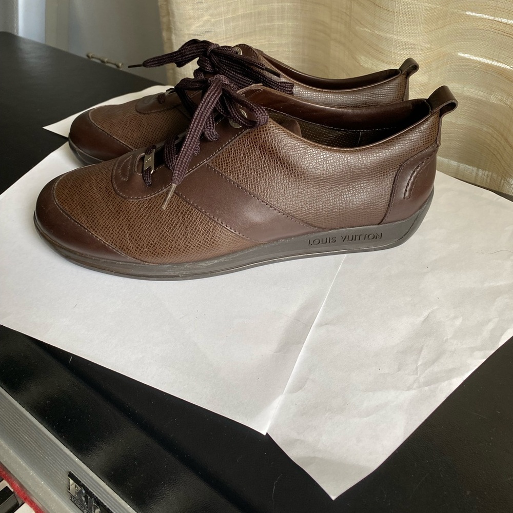 Louis Vuitton Brown Leather Men's Shoes LV sneakers - Picture 5 of 16